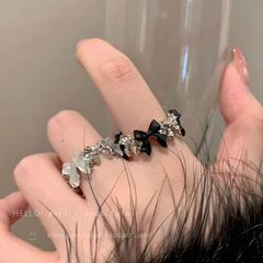 蝴蝶結戒指女輕奢高級感開口食指戒獨特小眾設計時尚個性簡約指環