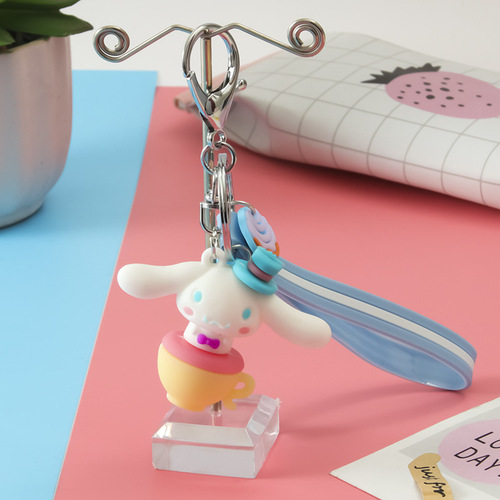 Creative Small Gift Cartoon Circus Osmanthus Dog Keychain Pendant Decorative Figurine Car Couple Bag Hook Accessory