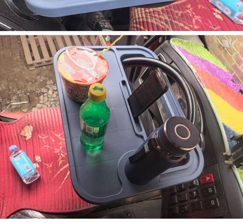 Truck Multifunctional Steering Wheel Table, In-Vehicle Plastic Multifunctional Semi-Trailer Dining Table, Driver's Cabin