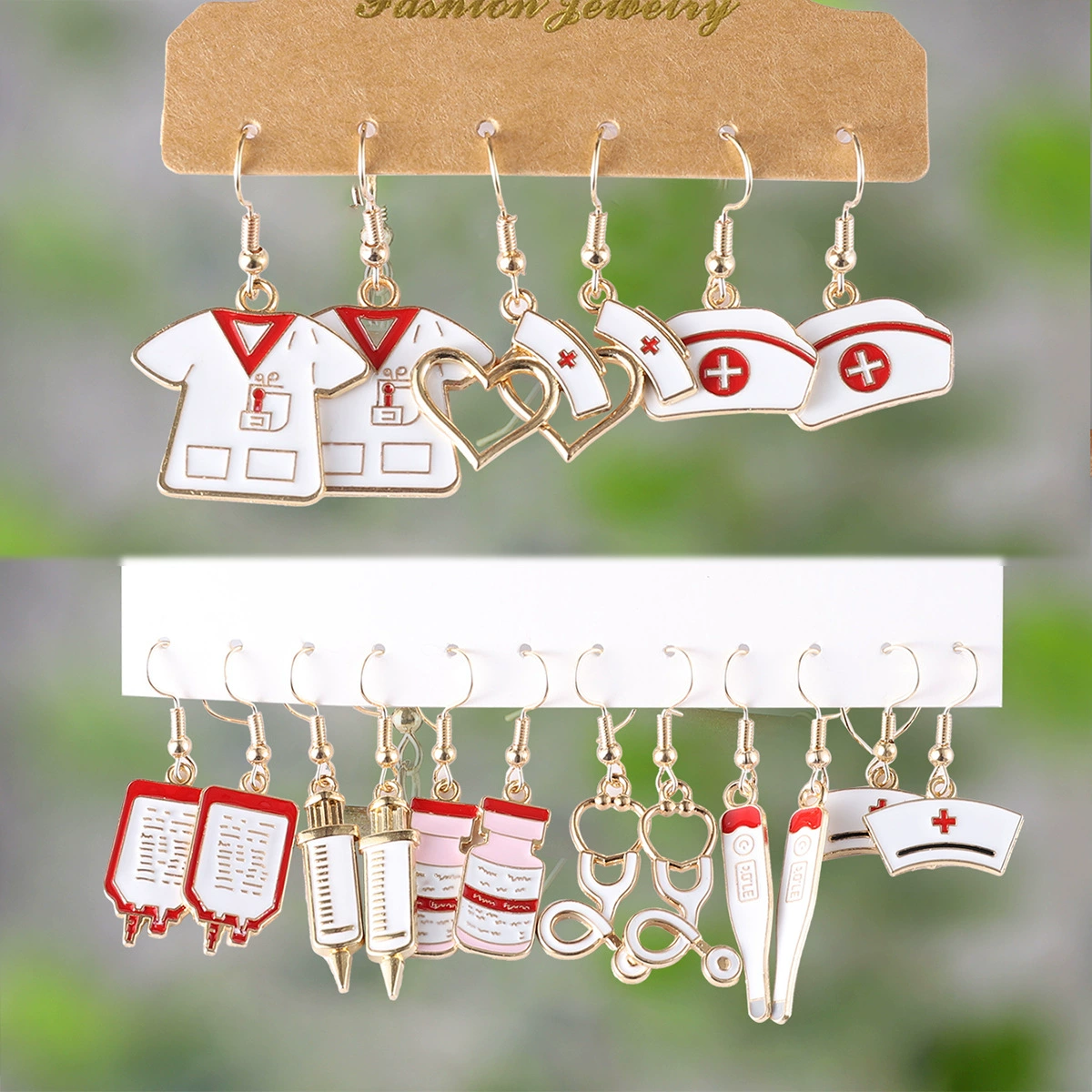 医 nurse uniform, стетоскоп, подвеска, серьги, металлический набор,