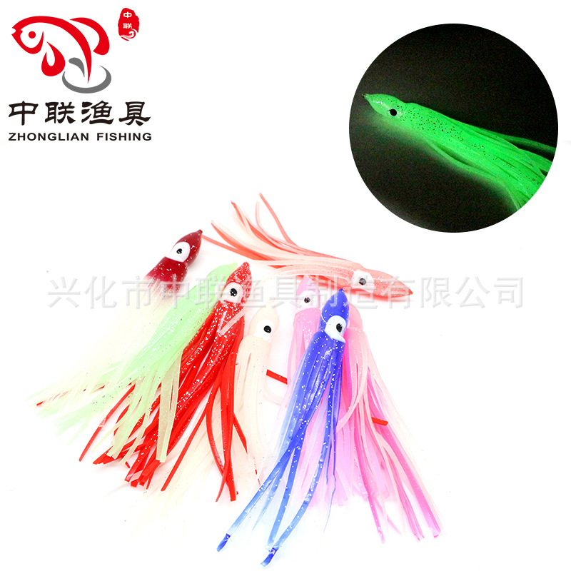Cebo de calamar barco de pesca cebo de Pesca de Mar capítulo cebo de calamar cebo luminoso multicolor pulpo calamar barba Luya cebo suave