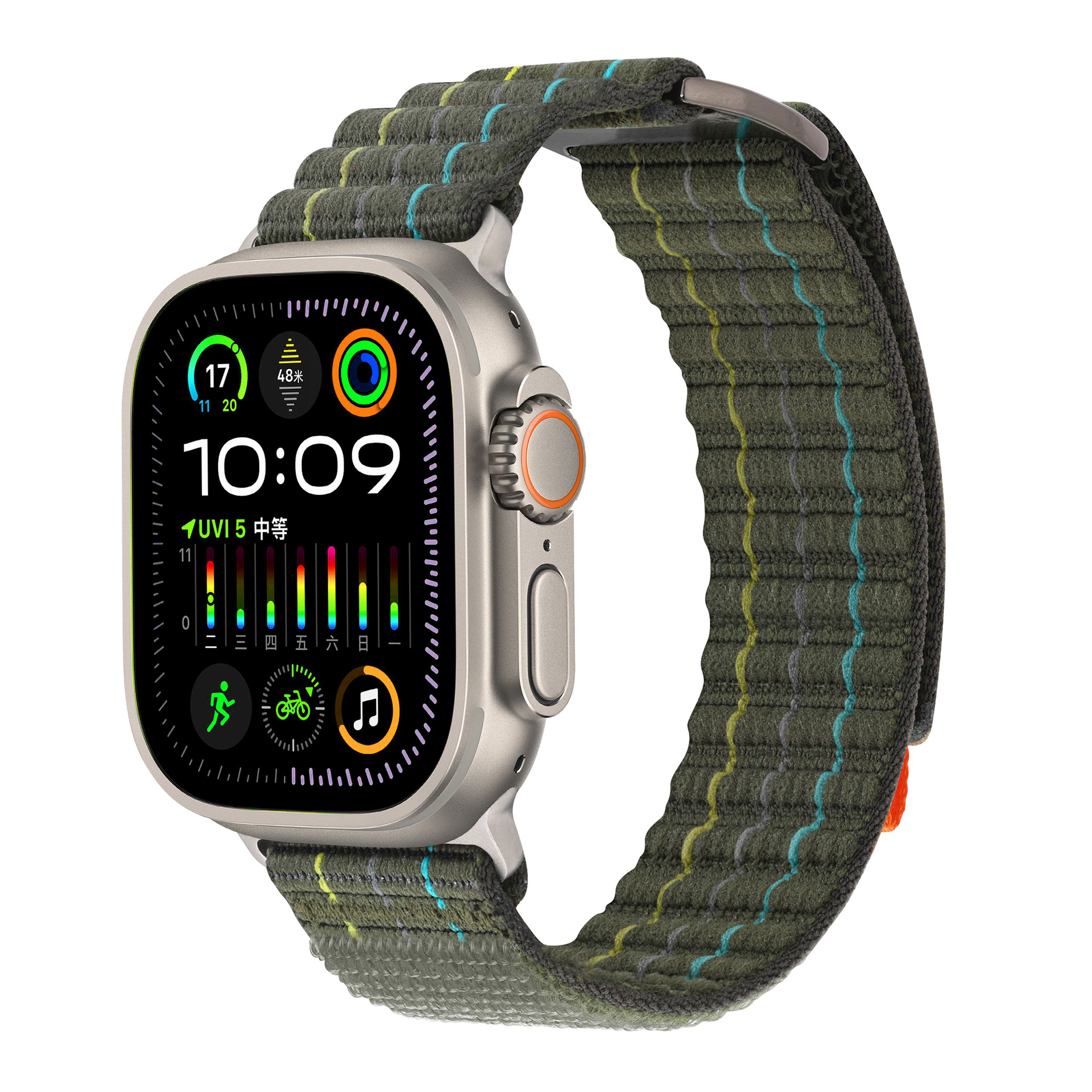 Suitable for apple watch3456789, double-section leather-coated nylon loop strap, Apple 10 strap undefined
