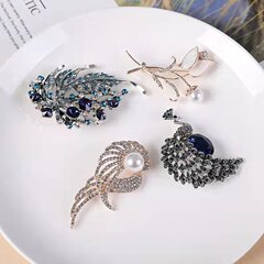 Diamond-studded high-end brooch for women, silk scarf clip, alloy brooch, flower brooch, stylish and elegant, versatile, pearl and water diamond brooch, wholesale