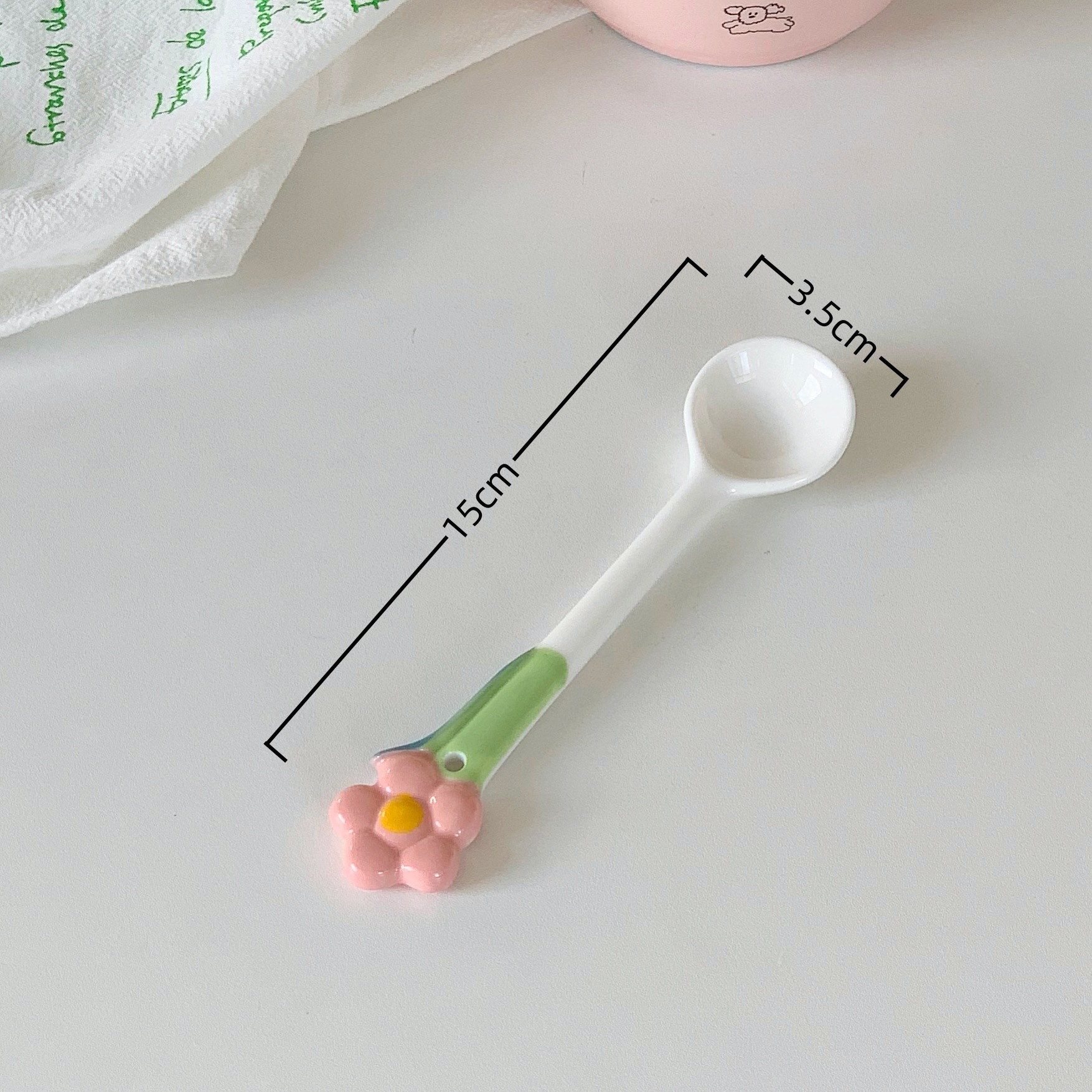 Cute Ceramic Coffee Scoop With Long Handle For Dessert And Stirring_voghion.com