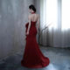Celebrity Style Burgundy Toast Dress 2025 Elegant Halter Neck Bride Wedding Slit Dressing Gown Wedding Evening Dress
