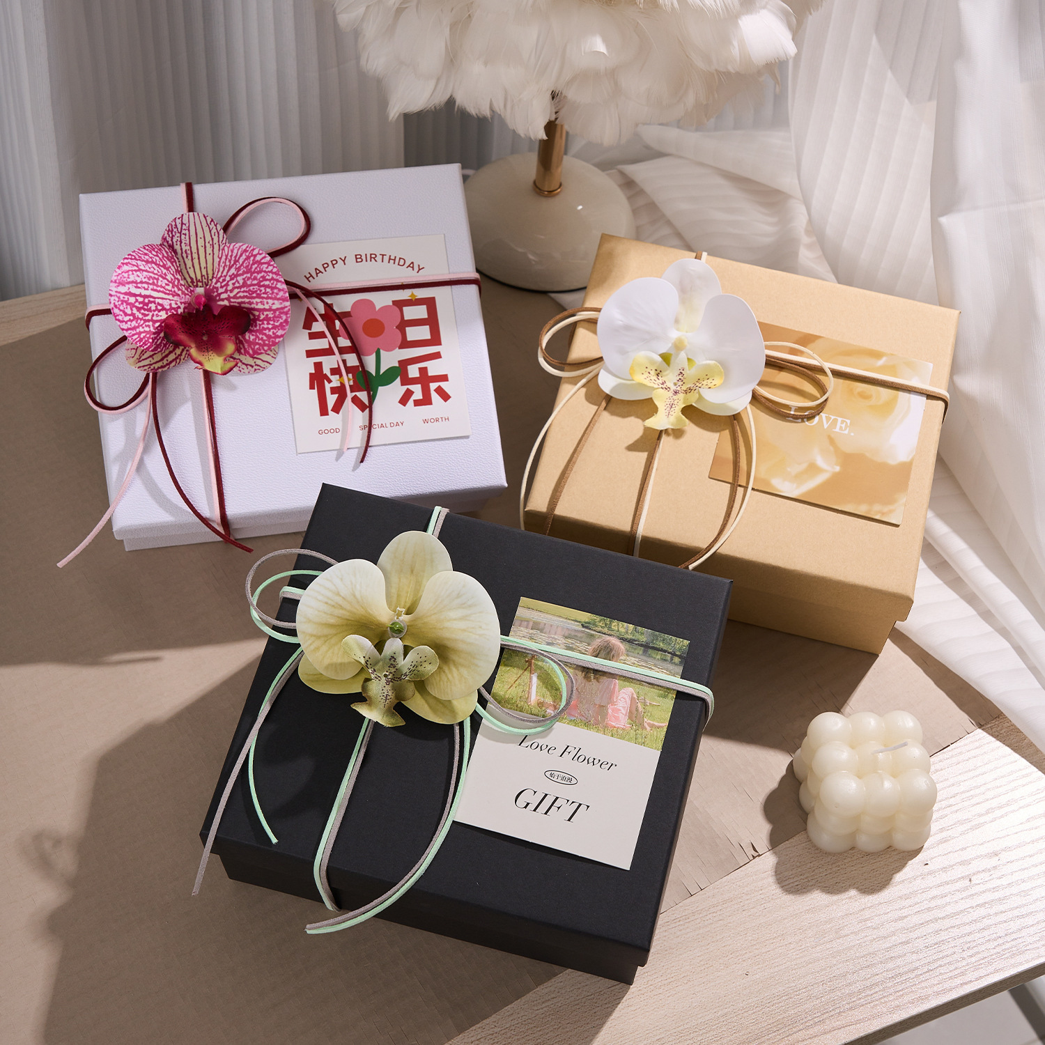 Kraft Paper Heaven and Earth Cover Color Gift Box Pure Color Simple Packaging Box Flower Belt Gift Packaging Cardboard Box Wholesale