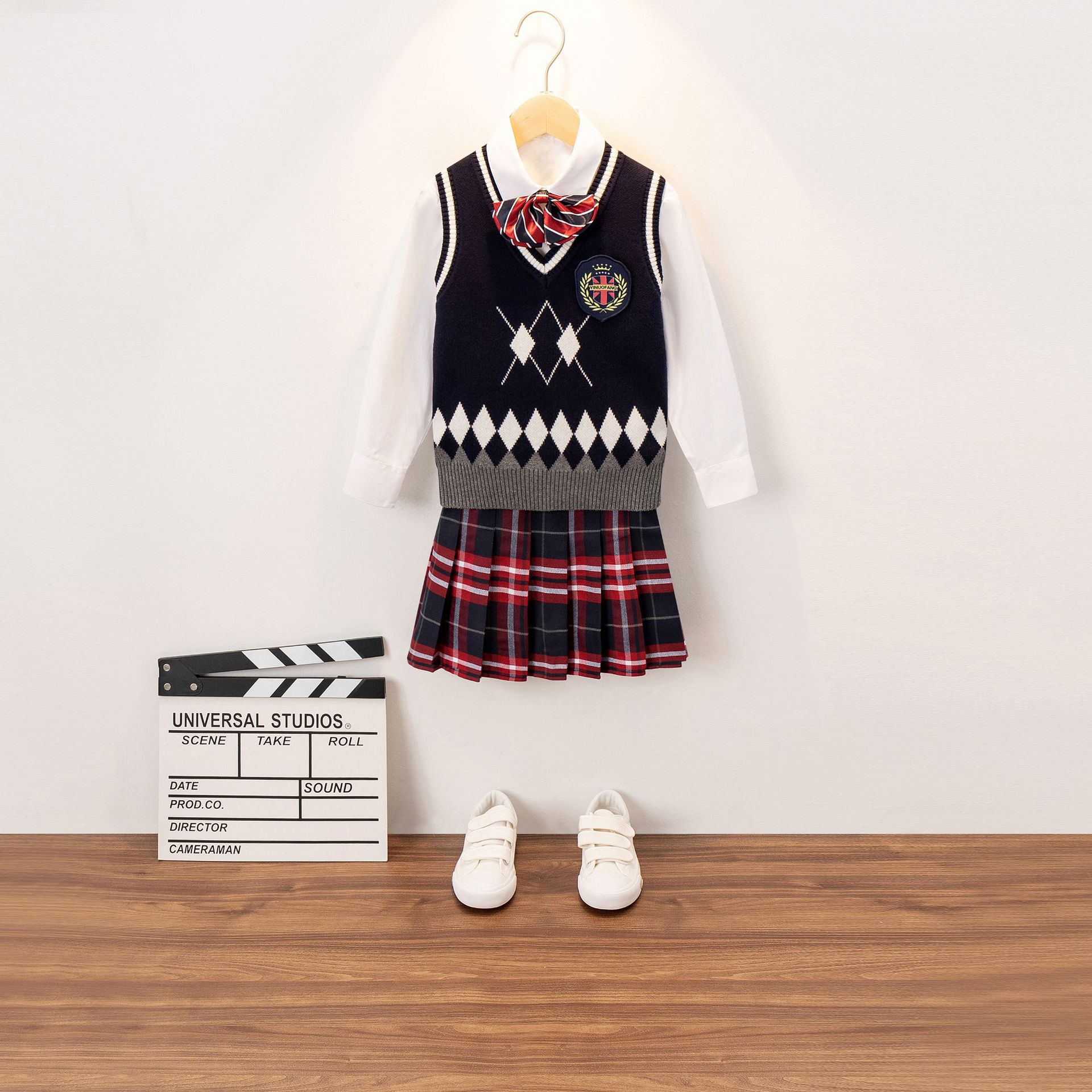 Día de Año Nuevo niños y niñas de Kindergarten uniforme escolar uniforme de clase infantil coro británico rendimiento traje de estudiante de escuela primaria