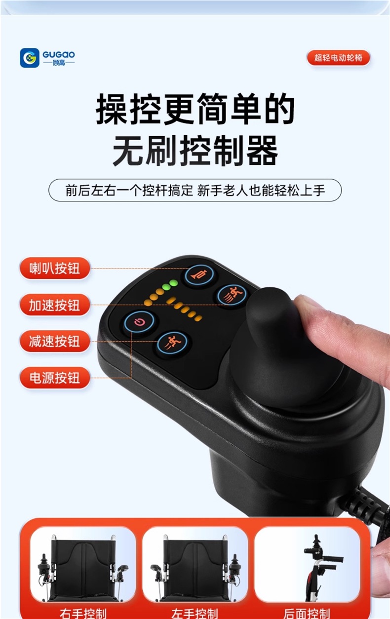Gugao Electric Wheelchair Folding Lightweight Smart Fully Automatic Small Four-Wheel Scooter for the Elderly and Disabled