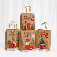 クロスボーダー人気クリスマスシリーズ原色クラフト紙手提げギフトバッグ現物卸売パーティー通用手提げ袋