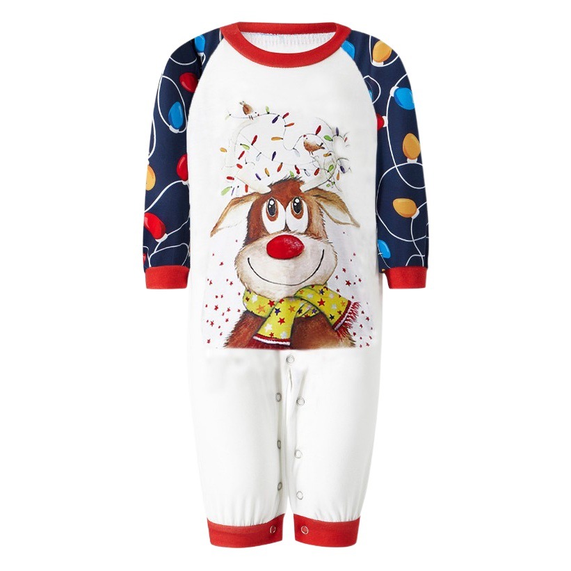 Ropa para padres e hijos decoración del hogar completa ropa de otoño una familia de tres y cuatro madre-hija feliz ciervo navidad homewear pijamas traje