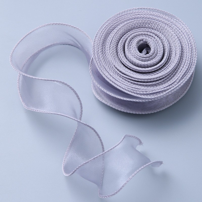 Fábrica al por mayor de color sólido gasa cinta arco nudo bolsa flor cinta copia borde gasa cinta flor embalaje fishtail hilo cinta