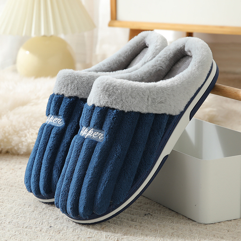 Winter Couple Slippers for Women, Indoor Non-Slip Silent Home Use, Thickened Warm Plush Men's Couple Style