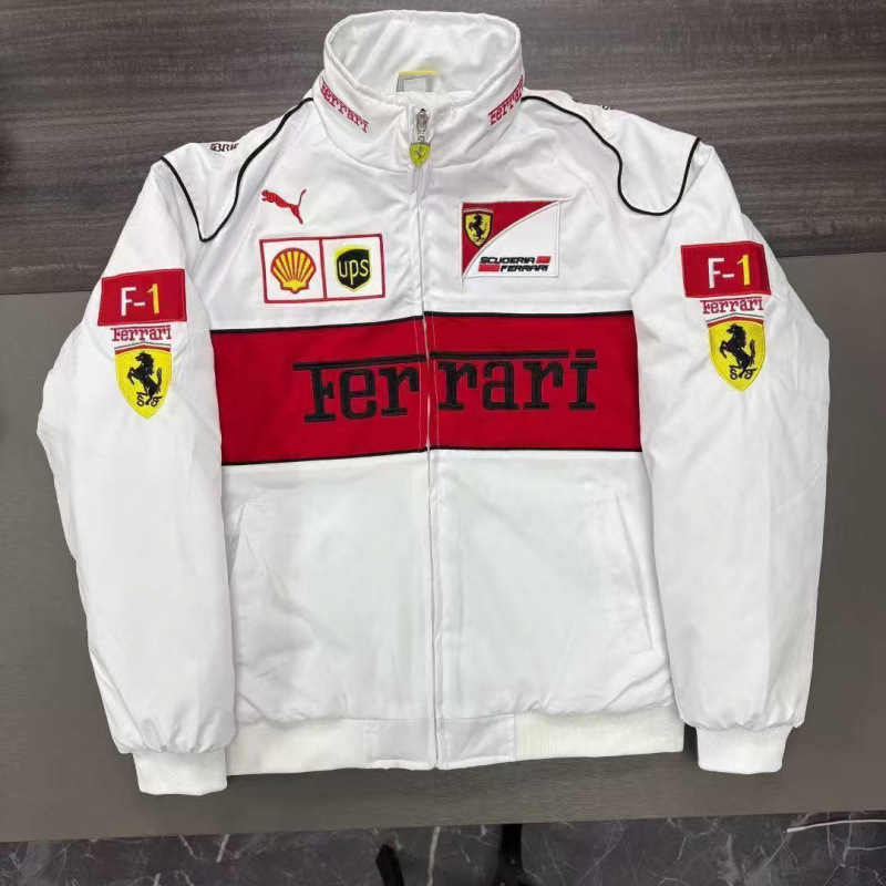 F1 Racing Suit Ferrari Jacket Embroidered Cycling Jacket Motorcycle American-Style Pilot Cotton Jacket F1 Racing Suit Ferrari Jacket Embroidered Cycling Jacket Motorcycle American-Style Pilot Cotton Jacket