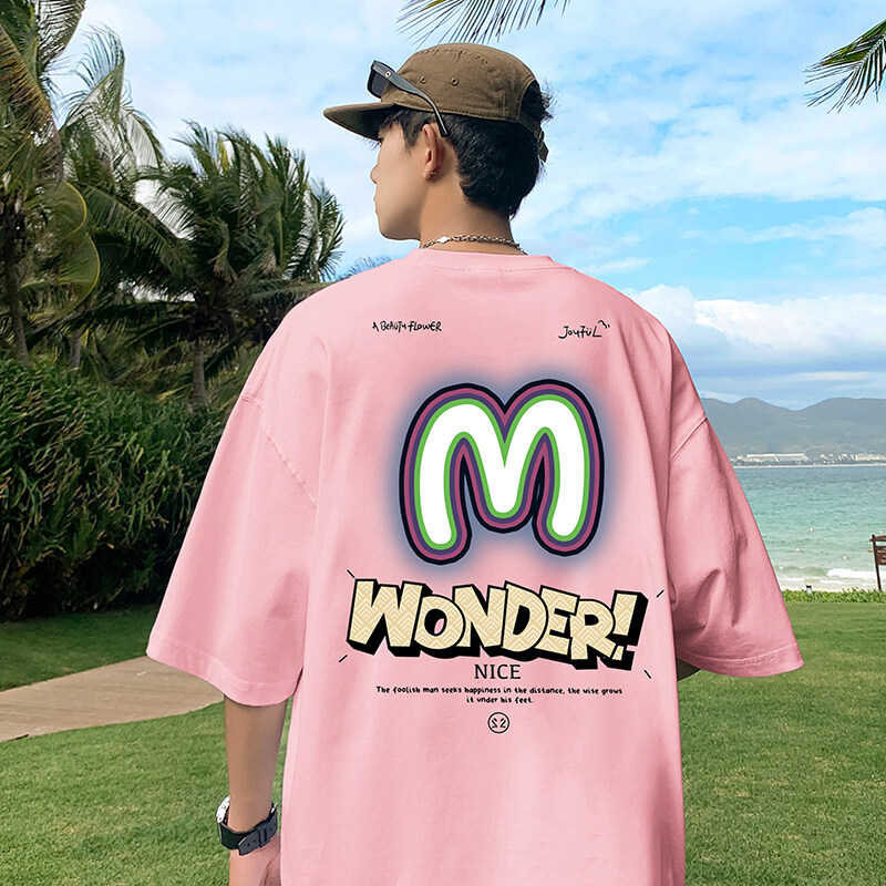 Summer cotton fashionable trend short sleeve T-shirt for men and…