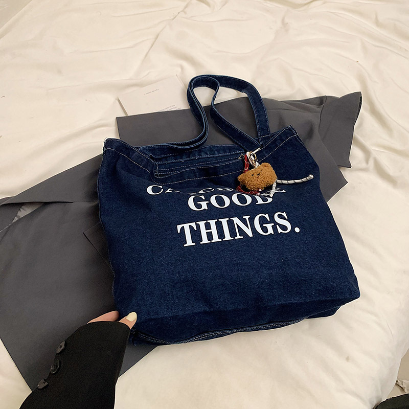 2024 otoño y invierno coreano bolsas de denim casuales de compras versátiles portátiles de gran capacidad bolsas de hombro