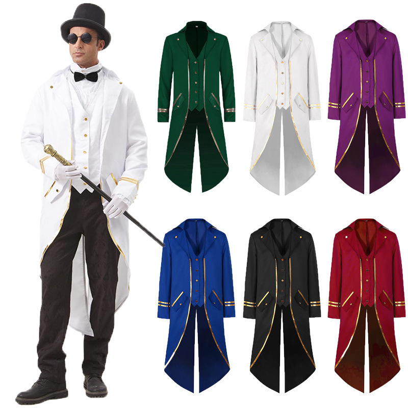 2025 Men's Evening Dress Medieval Gold Edge Jacket Tuxedo Stage Performance Clothing Export Clothing Stage Clothing 2025 Men's Evening Dress Medieval Gold Edge Jacket Tuxedo Stage Performance Clothing Export Clothing Stage Clothing