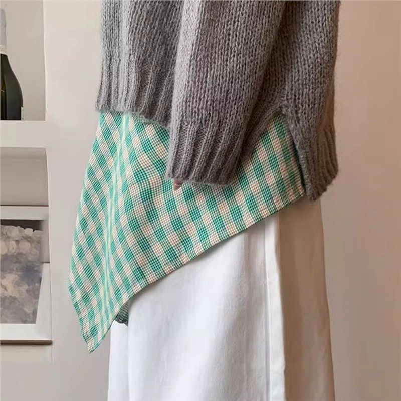 Зеленый клетчатый пояс для женщин, осенне-зимний пояс для талии, пояс для юбки в стиле хип-хоп, многослойный пояс для рубашки, модный.