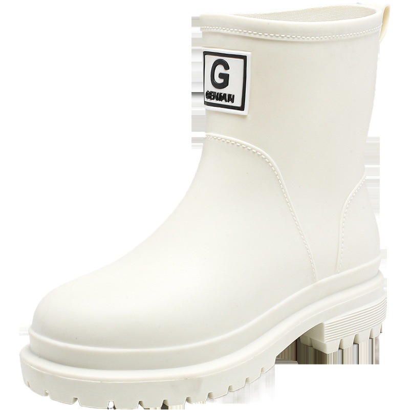 Spot Japanese Mid-Tube Women's Fashionable Outer Rain Boots Non-Slip Rubber Shoes Thick-Soled Wear-Resistant Water Shoes Short-Tube Wholesale Cross-Border