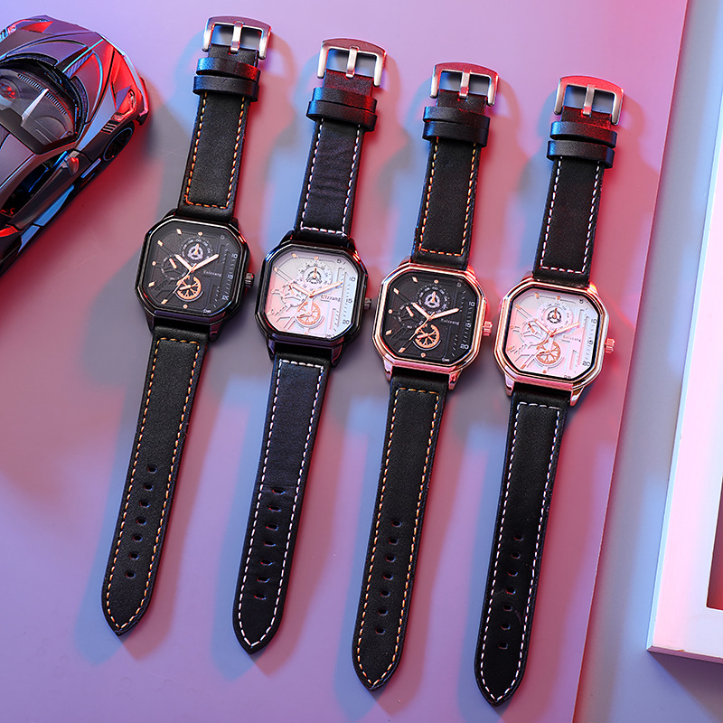Fashion Style Fashion Number Buckle Imitation Leather Strap Quartz Watch