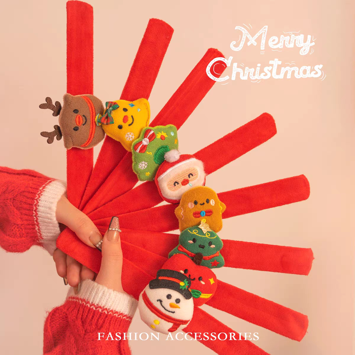 Navidad anillo de pulsera de peluche de dibujos animados femeninos 2025 nuevo muñeca muñeca de nieve de alce palpitante anillo joyería de vacaciones