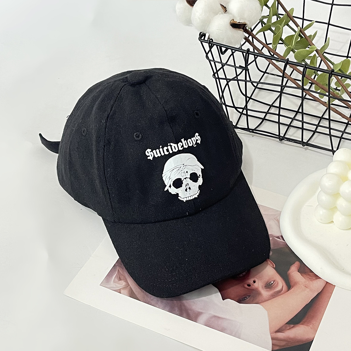 Unisex Street personality casual skull head printed baseball cap outdoor street sports shade breathable_voghion.com