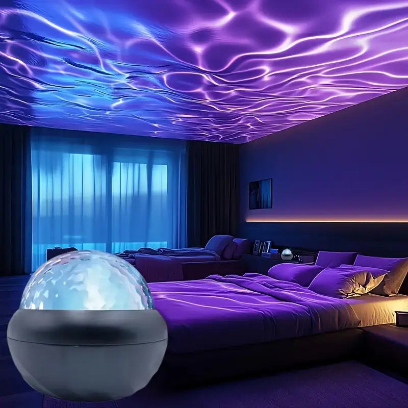 New Remote Control Water Pattern Light USB Plug-in Water Ripple Colorful RGB Atmosphere Crystal Magic Ball Starry Sky Projection Light_voghion.com