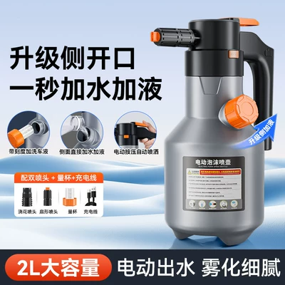 Spray-Type Garden Watering Air Pressure – Car cleaning tools - upgrade-2l-electric-booster-pa-watering-can-gray