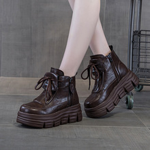 2025秋季新款休闲棉鞋时尚厚底高帮鞋侧拉链坡跟加绒休闲鞋女鞋妈