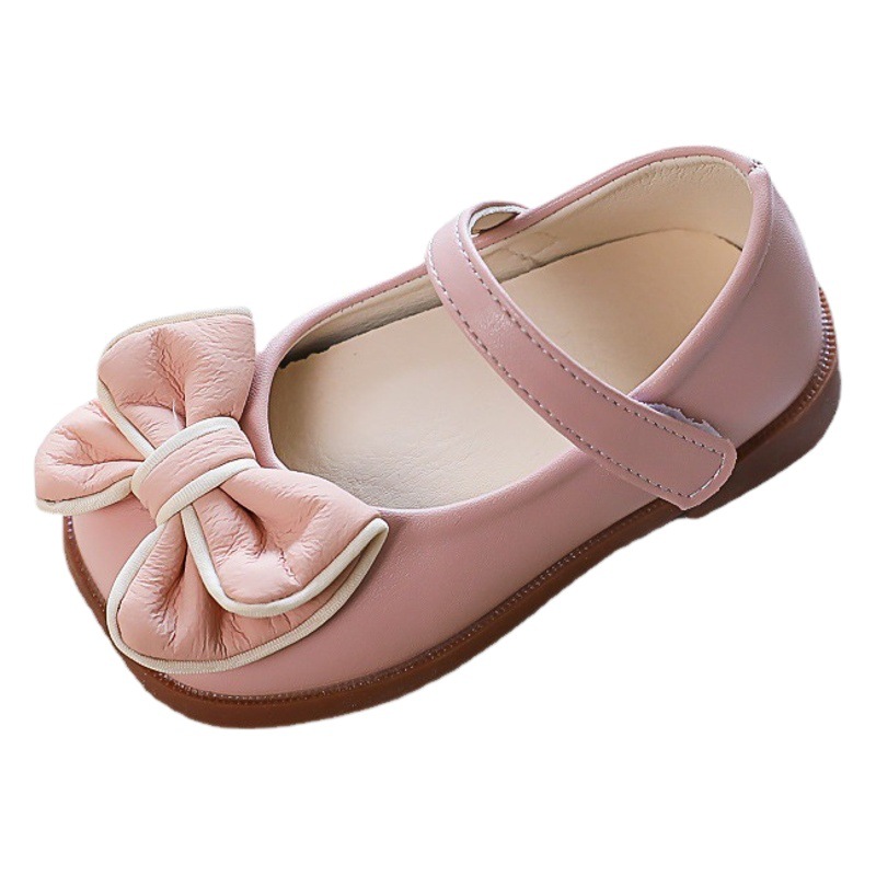 Zapatos de cuero para niñas, modelo princesa otoño 2025, zapatos infantiles de suela blanda, zapatos de primavera y otoño, nuevo modelo negro.