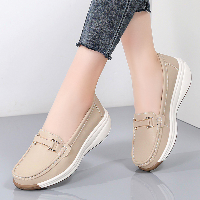 Autumn Thick-soled Large-size Mom Shoes, Cross-border Wedge Casual Women's Shoes With Metal Buckle, Platform Non-slip_vogvips.com