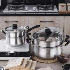 304 stainless steel thickened baby food milk pot small steam soup pot multi-purpose induction cooker home use