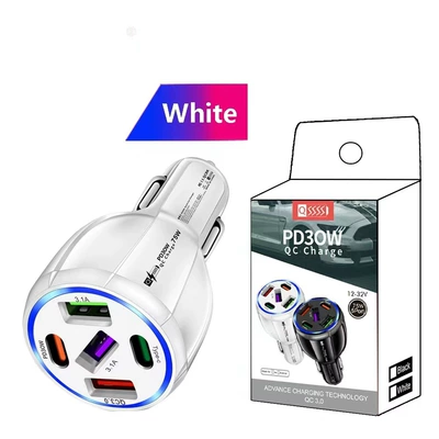 to Five 3Usb+2Pd Car – Mobil şarj cihazları - 359-3usb-2pd-white-small-white-box