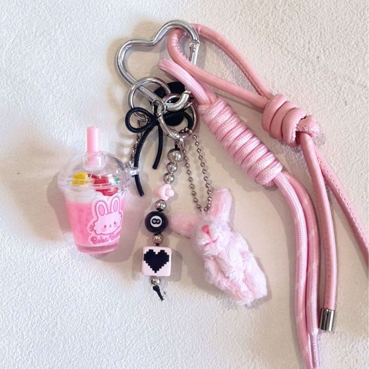 Transfronterizos de lana rosa cables de teléfono móvil lindos llaveros de leche taza de té pericardium colgante