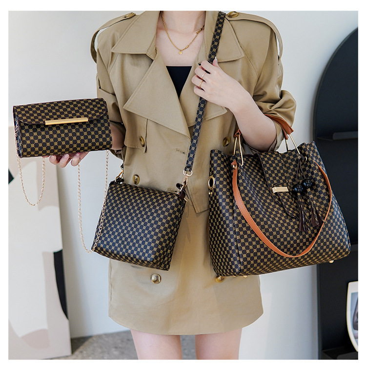 Large Size Women's Large Pu Leather Round Dots Elegant Streetwear Square Zipper Bag Sets