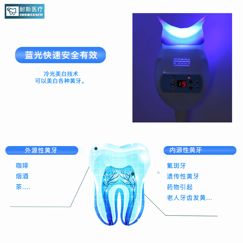 Nicesmile LED Cold Light Whitening Device, Single Blue Light Beauty Salon Dental Cold Light Teeth Whitening Instrument