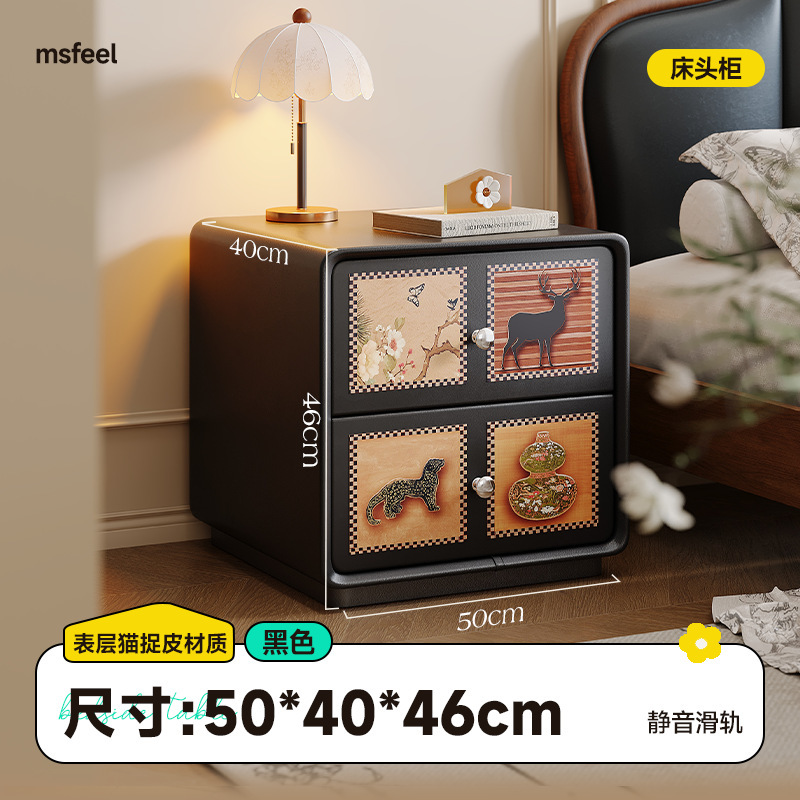 Medieval estilo de madera maciza mesilla de cama 2025 nuevo tipo de dormitorio casero gabinete de almacenamiento creativo retrógrado simple gabinete de la cama