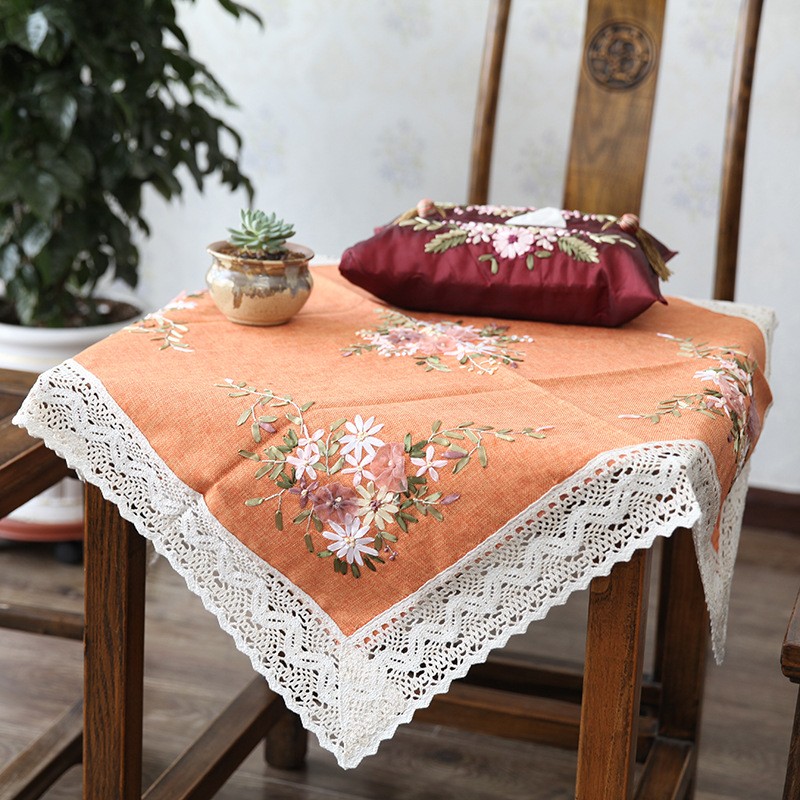 Jinhao bordado DIY mantel tela pastoral pequeño fresco rectangular mesa de café mantel cuadrado mantel