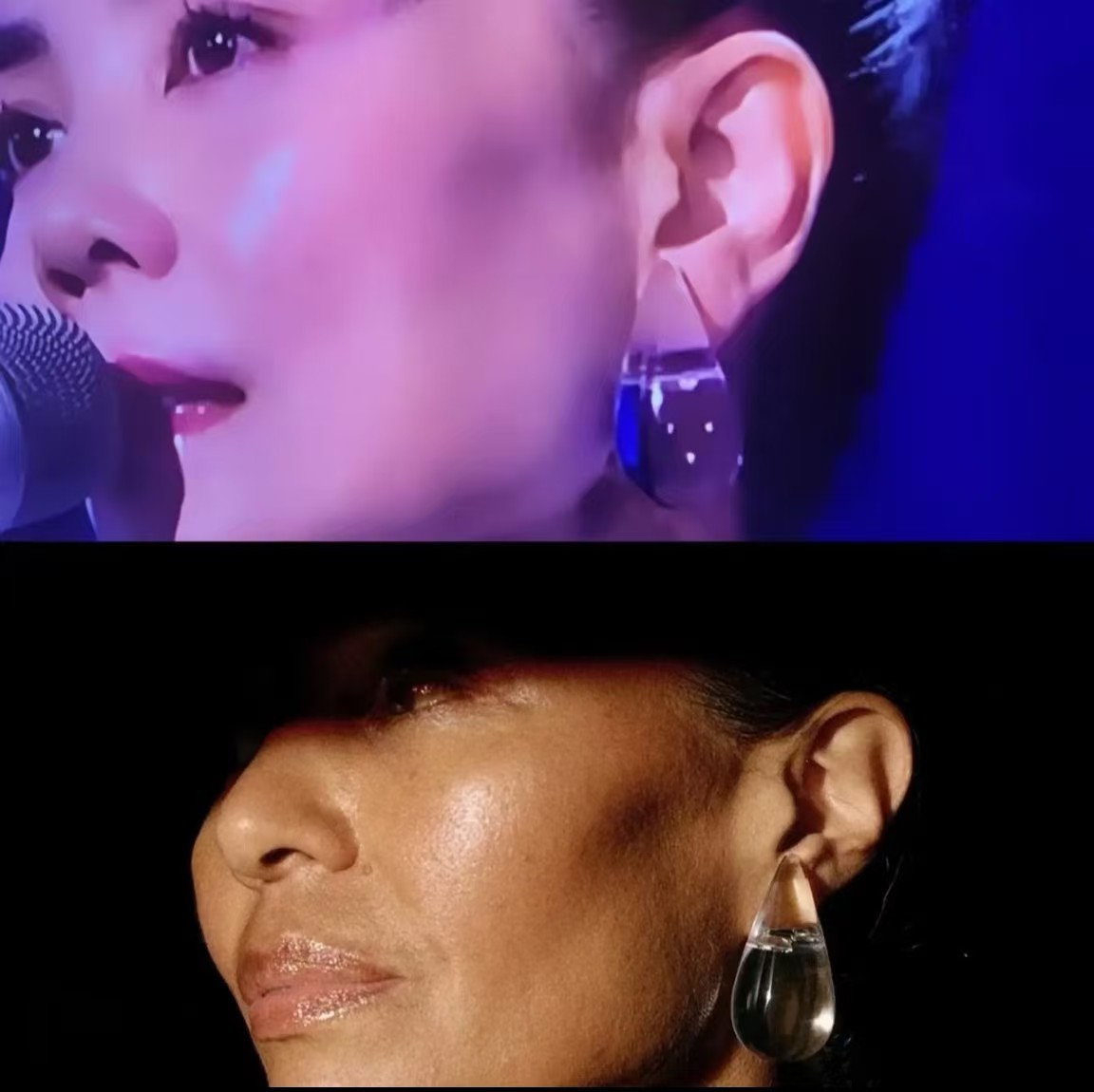 2026年春晚王菲同款耳环水滴形透明耳环 女 简约气质高级感耳坠