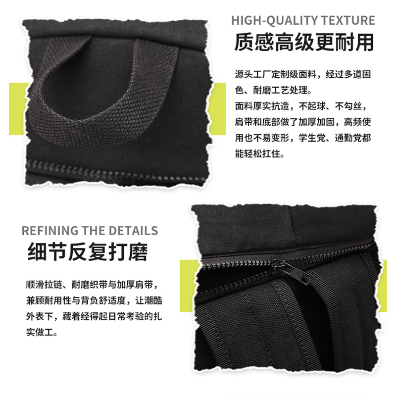 Cross-Border Dark Style Canvas Backpack with Hood, Large Capacity School Bag, Gothic Street Style Halloween Skull Backpack