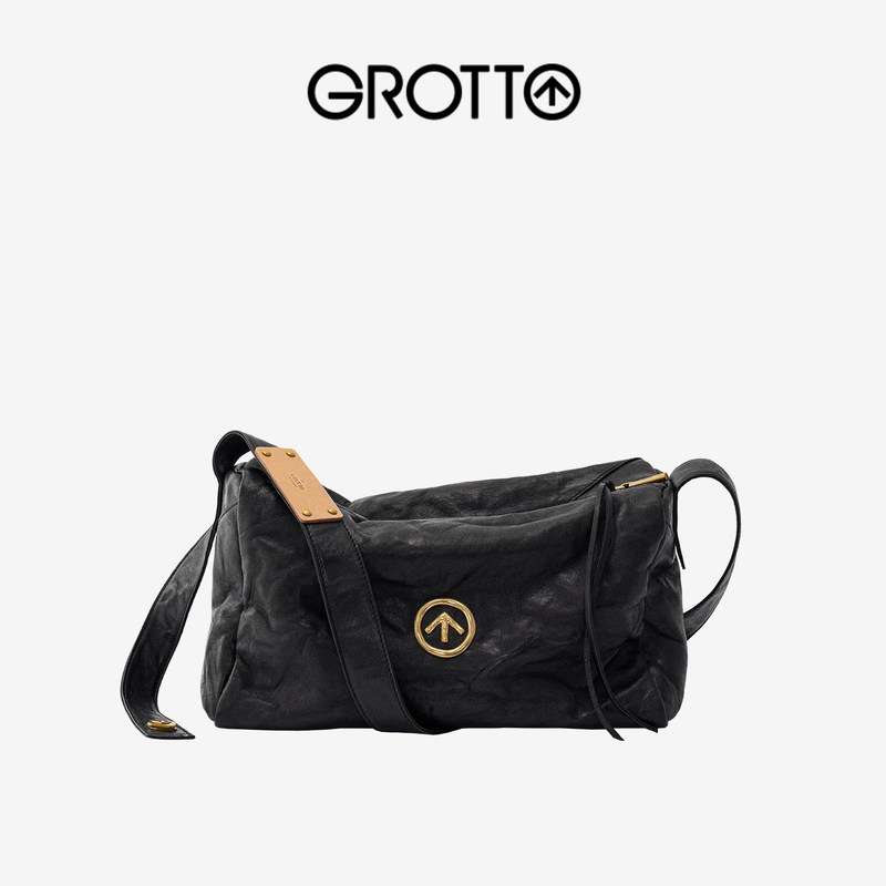 26 New Versatile Models. Classic Black Stone Pillow Hobo Women's Bag Made of Vegetable-Tanned Leather, Single Shoulder Crossbody Underarm Arrow Bag