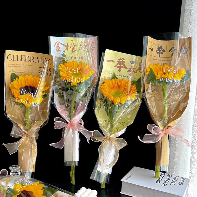 Temporada de graduación lista de oro título bolsa de flores ramo de exámenes de ingreso a la universidad bolsas múltiples bolsas de una sola bolsa materiales floristas al por mayor