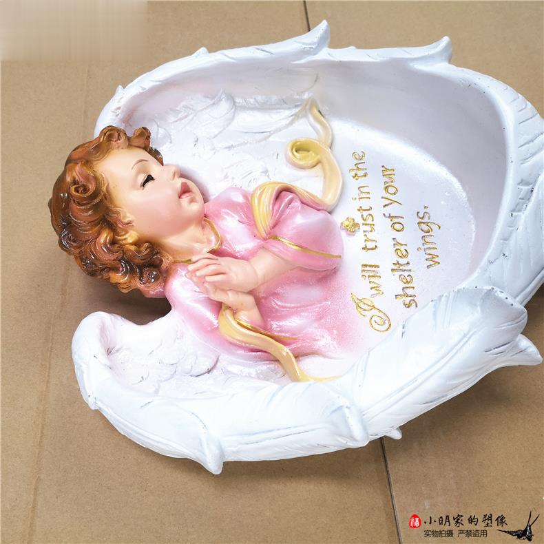 Transfronterizo 28cm ángel piscina de agua sagrada colgante de resina iglesia gabinete de televisión artesanía de pared 20 - 30