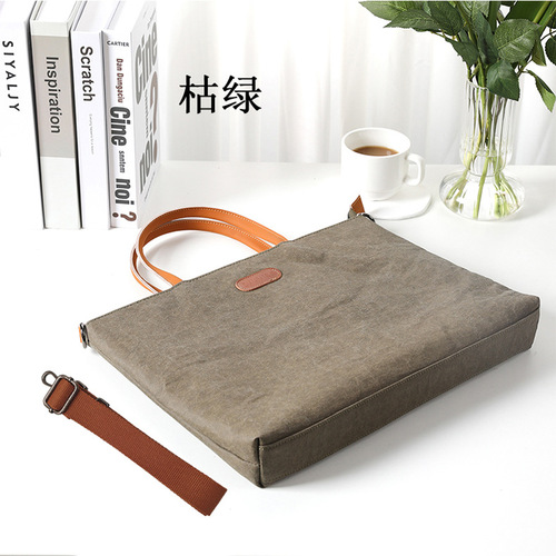 Washed kraft paper notebook liner bag suitable for Apple 14-inch shoulder crossbody large capacity laptop bag