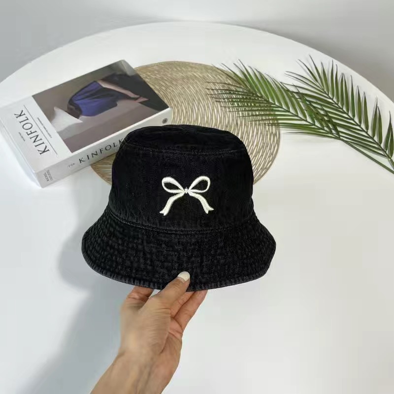 Sombrero de pescador bordado para mujeres viajar sombrero de vaquero de protección solar nuevo estilo coreano Dongdaemun arco dulce