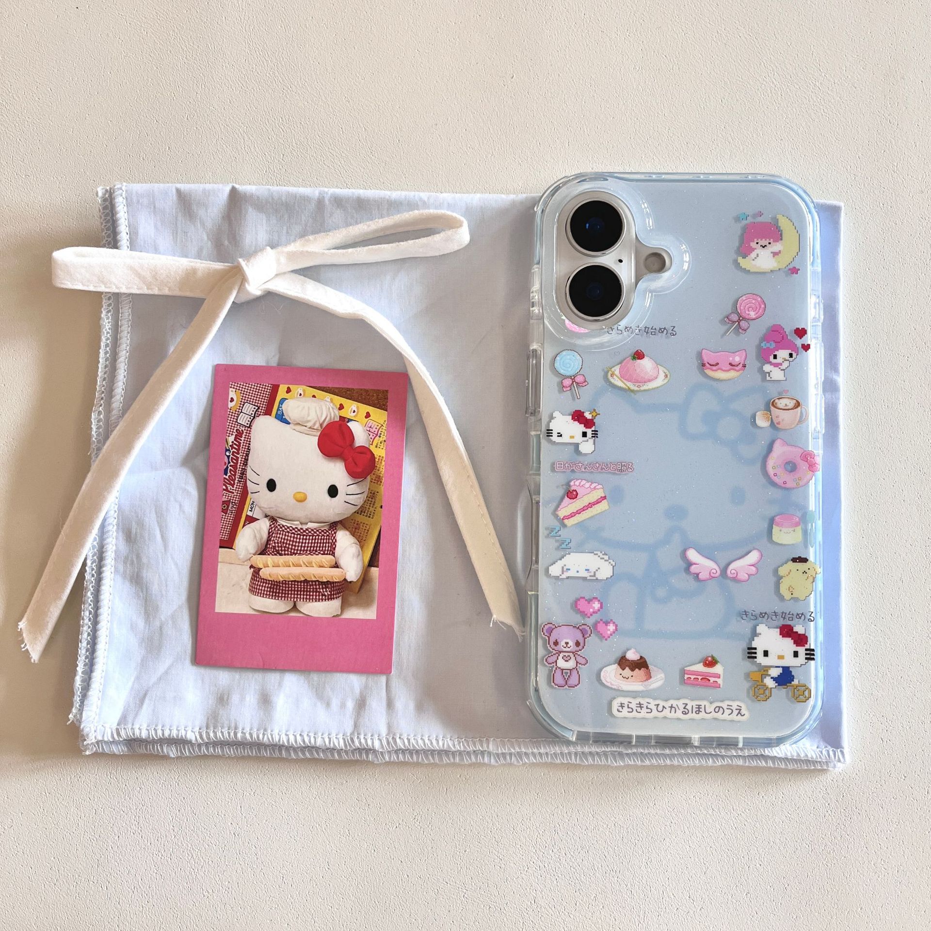 Linda ilustración de gato de brillo KT para Apple 16 funda para teléfono móvil 15ProMax cadena 14Pro femenino 13 nuevo 16Pro