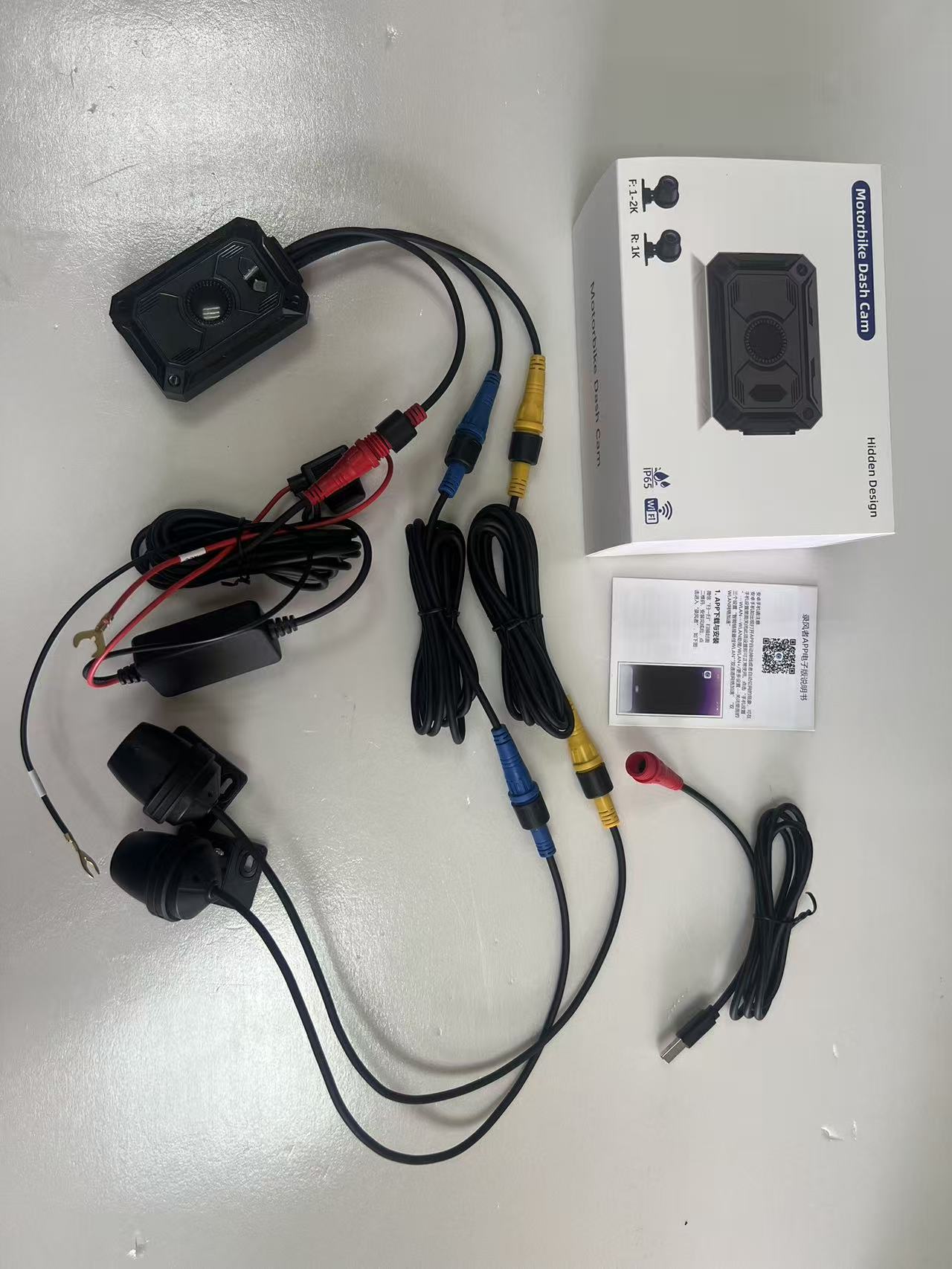 Cross-Border Hot-Selling New Model Motorcycle Dashcam Without Screen, Dual 1080P, Anti-Shake, Waterproof, Wifi Connectivity, Linghan