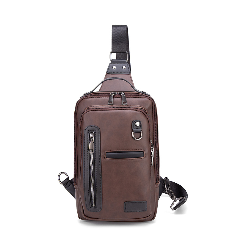 2024 nuevo bolso de los hombres moda casual nuevo bolso de hombro de los hombres crossbody bolso de pecho de cuero de Caballo Loco fábrica al por mayor