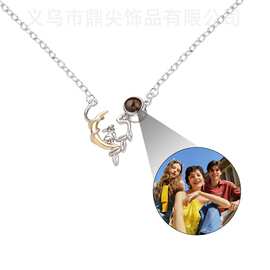 100种语言我爱你个性定 制照片投影项链玉兔吊坠女源头工厂
