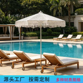 网红创意镂空手工编织遮阳伞铝合金奶茶咖啡厅休闲造景装饰伞定制