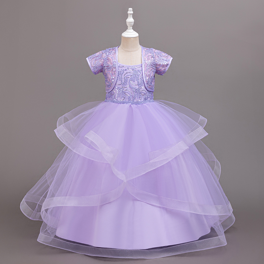 Vestido infantil vestido de princesa vestido de novia de niña vestido de cabina vestido de cumpleaños vestido de espectáculo de dos piezas 635